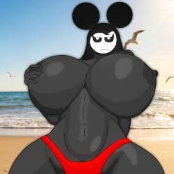 1girl ass ass_focus beach beach_background big_boobs big_breasts big_thighs bikini disney disney+ disney_channel disney_xd elizabeth_mauza hot hot_body miki_maus miki_mausa misky34 mouse mouse_ears mouse_tail pose red_bikini rule34 sexy sexy_body sexy_pose tits tits_focus