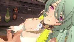 1080p 1boy 1girls 3d animated big_breasts blender breast_grab cecilia_(zenless_zone_zero) cleavage clothed_female_nude_male clothing green_hair hair_over_one_eye hand_on_penis hoyoverse indoors just_the_tip large_breasts lazyprocrastinator light-skinned_female light-skinned_male light_skin looking_at_viewer male_pov mihoyo no_sound nude nude_male pov purple_eyes tagme teasing teasing_penis teasing_viewer touching_penis video wise_(zenless_zone_zero) zenless_zone_zero