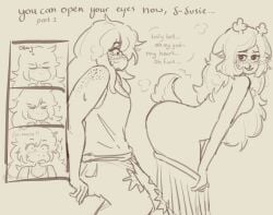 2026 2girls against_surface anthro antlers ass ass_focus back bending_over bent_over big_ass blush blush_lines blushing breasts chest chest_tuft clothing comic continuation deer deer_ears deer_girl deer_tail deltarune digital_media_(artwork) dragon dragon_girl english english_text eyebrows eyebrows_raised eyebrows_visible_through_hair eyelashes female female/female female_only freckles freckles_on_breasts freckles_on_face freckles_on_shoulders hair heart-shaped_pupils holes_in_clothes horns leaning leaning_back lesbian line_art long_hair looking_at_another looking_back messy_hair monster muscular muscular_female nervous nervous_smile nervous_sweat no_color noelle_holiday nude nudity panels pants partially_clothed profanity ramenkiu scalie shirt side_view signature simple_background skirt smile staring surprised susie_(deltarune) sweat sweatdrop tail tailwag talking_to_viewer tank_top teenage_girl teenager text thought_bubble toby_fox torn_clothes undertale_(series) undressing young yuri
