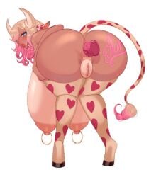 1girls anus areolae ass ass_tattoo bella_(cowprintbimbo) bent_over bimbo bimbo_body blonde_hair blue_eyes breasts breasts_bigger_than_head breasts_bigger_than_torso cow_ears cow_girl cow_horns cow_print cow_tail digitigrade dildo dildo_in_ass female gigantic_breasts hooves horns huge_areolae huge_ass huge_breasts lips looking_back nipple_piercing nipple_rings nipples ombre_hair pink_hair pussy pussy_juice samayuune tail thick_thighs thighs two-tone_hair vagina wide_hips