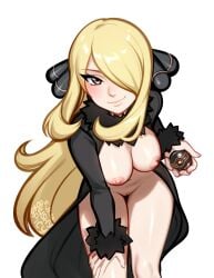 1girls 2026 2d blonde_female blonde_hair blush blushypixy blushyspicy breasts cynthia_(pokemon) female female_focus female_only hair_ornament hair_over_one_eye highres leaning leaning_forward light-skinned_female light_skin long_hair looking_at_viewer nintendo nipples partially_clothed pokeball pokemon pokemon_champion pokemon_dppt pokemon_trainer pussy smile smiling_at_viewer solo solo_female solo_focus thighs topless