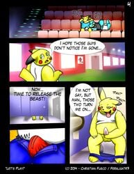 comic croconaw erection feraligatr7 furry furry_only gay male masturbation nintendo penis pikachu pokemon public video_games