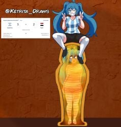 argentinian_miku egyptian fart fart_box fart_cloud fart_fetish fart_slave fart_torture farting hatsune_miku ketrita mummified mummy mummy_costume sarcophagus simple_background soccer_uniform vocaloid