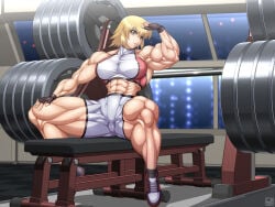 abs biceps breasts female gundam hair muscles muscular muscular_arms muscular_female muscular_legs muscular_thighs rentb weights