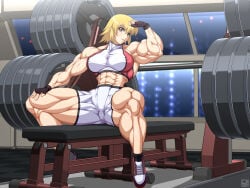 abs biceps breasts female gundam hair muscles muscular muscular_arms muscular_female muscular_legs muscular_thighs rentb weights