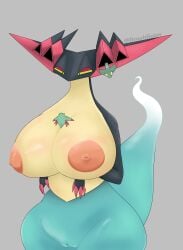 absurd_res anthro areola big_breasts blue_vulva breasts brushbyter dragapult dragon female female_anthro generation_8_pokemon genitals hi_res huge_breasts mythological_creature mythological_scalie mythology nintendo nipples nude orange_areola orange_nipples pokemon pokemon_(species) scalie simple_background solo thick_thighs vulva