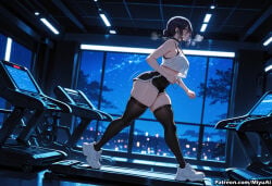 1girl ai_assisted ai_generated ass bag bangs bare_shoulders black_hair black_legwear breasts chainsaw_man curvaceous curvy curvy_female curvy_figure female ground_vehicle indoors jewelry large_breasts midriff miyuai night reze_(chainsaw_man) short_shorts shorts skindentation sleeveless sleeveless_shirt solo standing star_(sky) tank_top thick thick_ass thick_butt thick_hips thick_legs thick_thighs thighhighs thighs voluptuous voluptuous_female wide_hips wide_thighs