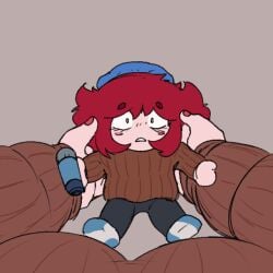 auburn_hair big_breasts cute friday_night_funkin friday_night_funkin_mod funny gif girlfriend_(friday_night_funkin) holding_plushie huge_breasts large_breasts massacre_girlfriend_(friday_night_funkin) millie_(mistful_crimson_morning) mistful_crimson_morning oc plushie pov scotttheguy15 standing thick_legs thick_thighs