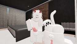 :3 ass ass_grab bent_over canine_genitalia furry furry_only hand_on_hip horns roblox robloxian tail