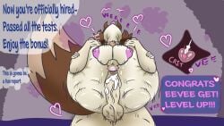 16:9 after_transformation anthro balls big_butt bodily_fluids breasts brown_body brown_fur butt candondor cum cum_inside eevee english_text female fur gameplay_mechanics gender_transformation generation_1_pokemon genital_fluids genitals glowing glowing_markings hi_res huge_butt human humanoid impregnation level_up male male/female mammal markings nintendo nipples orgasm pawpads penis pokemon pokemon_(species) pokemon_humanoid pokemon_speak pounding_ass sex shortstack slightly_chubby standing standing_sex text tongue tongue_out transformation vulva wide_hips widescreen womb_tattoo