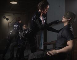 1boy 1boy1girl 1girls 3d blender capcom female jill_valentine jill_valentine_(sasha_zotova) leon_scott_kennedy male resident_evil resident_evil_3 resident_evil_3_remake resident_evil_4 resident_evil_4_remake thenic123