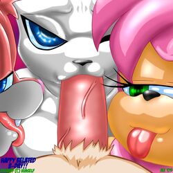 1boy 3girls amy_rose anthro babs_bunny blue_eyes breasts crossover digimon erection feline fellatio female gatomon green_eyes hair hairy_pussy hedgehog lagomorph male mammal monkeyxflash oral oral_sex penis pink_hair pov pubes pubic_hair pussy_hair rabbit sega sex sonic_(series) straight tiny_toon_adventures tongue tongue_out uncensored veins warner_brothers