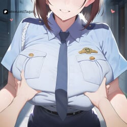 1girl ai_assisted ai_generated alley beautiful_girl big_ass big_breasts curvy female natsumi_tsujimoto police police_uniform policewoman sexy taiho_shichauzo taugust