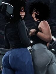 2girls gym_clothes horny_female leggings presenting_ass sweaty