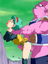 1boy 1girls alien alien_boy asphyxiation balls_deep battle_armor blue_hair bulma_briefs bulma_briefs_(frieza_saga) censored censored_penis choking clothed_rape deep_penetration dodoria dragon_ball dragon_ball_z earrings fat_man female green_hair human interspecies interspecies_rape interspecies_sex male moaning namek no_panties old_school_academy open_mouth pale-skinned_female pale_skin penis pink-skinned_male pink_skin rape rolling_eyes short_hair size_difference sky smile spiked_arms sweat tongue tongue_out torn_clothes ugly_man wide_eyed