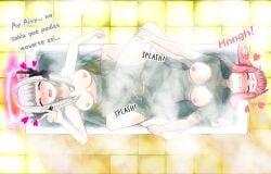 2d 2d_(artwork) 2girls aivy_lovencraft alaplateada areolae big_breasts breasts closed_eyes eru_nabura fanart female female/female female_only headset hispanic_virtual_youtuber indie_virtual_youtuber latam_virtual_youtuber lesbian_sex light-skinned_female light_skin long_hair naked naked_female nipples nude nude_female pink_hair pink_nipples shower spanish spanish_dialogue spanish_text steam two-tone_hair virtual_youtuber vtuber vtuberfanart white_hair yellow_hair young younger_female yuri