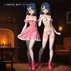 1girl 2d 4k 8k ai_assisted ai_generated alluring anime_style athletic attractive bare_midriff beautiful bedroom_setting big_booty blue_eyes blue_hair blush breasts cinematic_lighting cleavage close_up collarbone confident dark dark_lighting defined_jawline depth_of_field detailed_background detailed_face detailed_skin digital_illustration dim_lighting elegant erotic eye_makeup eyelashes eyeliner face_focus facing_viewer fair_skin fireplace fit flat_stomach formal full_lips furniture g_string garter_belt gorgeous happy high_cheekbones high_detail highly_detailed highres hoop_earrings hourglass_figure indoors jewelry lace_bra