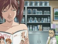 1boy adult_and_teenager after_sex age_difference amatsuki_jun ashamed ass before_sex bible_black bible_black_only big_breasts breasts brown_hair bullying buzz_cut crossed_arms dirty_magazine embarrassed embarrassed_male eyewear femdom glasses green_eyes green_hair hand_on_hip holding_magazine holding_object indoors labcoat looking_at_another looking_at_partner magazine malesub naughty naughty_face naughty_smile necktie nipples nude nude_female pleated_skirt ponytail porn_magazine reading reading_magazine science_teacher screencap short_hair smug smug_expression smug_face smug_smile suspenders teacher teacher_and_student tease teasing teasing_partner tied_to_chair tied_up topless topless_female twintails uncensored vest younger_dom_older_sub