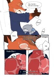 absurd_res anthro anthro_on_anthro blush bodily_fluids brown_body brown_fur butterfish8199 canid canine chinese_text clothed clothing comic dialogue disney duo english_text erection fellatio female fingers fox fur genitals glk gluck grey_body grey_fur hi_res interspecies judy_hopps lagomorph leporid licking male male/female mammal nick_wilde onomatopoeia open_mouth oral oral_penetration orange_body orange_fur penetration penile penis penis_in_mouth penis_lick police police_uniform predator/prey rabbit roadhead sex sound_effects speech_bubble sweat sweatdrop tan_body tan_fur text tongue topwear uniform zootopia