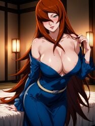1girls ai_generated bare_shoulders breasts breasts_bigger_than_head busty detached_sleeves dress erect_nipples erect_nipples_under_clothes female female_only green_eyes hair_bun hair_over_one_eye hourglass huge_breasts large_breasts lipstick long_hair makeup mei_terumi naruto naruto_(series) naruto_shippuden naughty naughty_face naughty_smile nipples no_bra presenting presenting_breasts puffy_nipples sagging_breasts smile solo solo_focus teasing tied_hair topknot undressing upper_body very_long_hair voluptuous wide_hips
