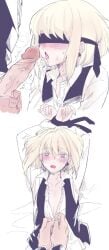 1femboy 2boys after_oral androgynous bdsm bite_mark blindfold blindfolded blonde_hair blush blushing_at_viewer bob_cut bondage clothing cum cum_on_face cumming embarrassed femboy feminine_faced_male feminine_male galo_thymos gay gay_sex heart-shaped_pupils lio_fotia looking_at_viewer opening_shirt petite petite_body petite_male pov promare restrained restrained_arms saliva short_hair short_male slim slim_male slim_waist thin_waist tied_hands tied_up twink unbuttoned_shirt undressing yaoi