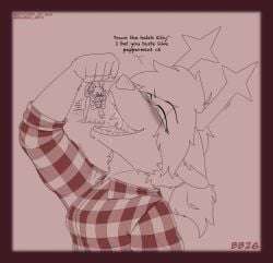 absurd_res anthro beabea_arts bedroom_eyes blush bodily_fluids clothed clothing deer deltarune dess_holiday duo english_text extreme_size_difference female female/female gynomorph gynomorph/female hi_res intersex intersex/female macro mammal micro narrowed_eyes new_world_deer noelle_holiday saliva seductive sibling_(lore) sister_(lore) sisters_(lore) size_difference text trans_(lore) trans_woman_(lore) undertale_(series) vore