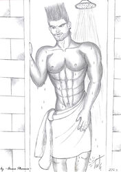 2012 anna_phoenix bath human male male_only paul_phoenix shower solo tekken towel water