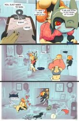 absurd_res animal_crossing anthro armor bra breast_squish breasts calvin_klein canid canine canis clothed clothing clothing_pull comic container crossover crossover_ship cup dialogue digital_media_(artwork) domestic_dog duo english_text female female/female flirting form fur furniture globaldonut34 hair headgear headwear helmet hi_res hug humanoid imp isabelle_(animal_crossing) kissing mammal mean midna mug nintendo pick-up_line pick_up_partner pointy_ears pressed_against_wall red_eyes removing_shirt romantic romantic_couple rude shih_tzu shortstack smug smug_face smug_grin sofa speech_bubble squish tail text the_legend_of_zelda thought_bubble toy_dog twilight_princess underwear yellow_body yellow_fur