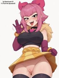 1girls ai_generated black_eyes brawl_stars looking_at_viewer melodie_(brawl_stars) nude pussy solo