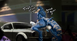 4_toes absurd_res animal_genitalia animal_penis anthro anthro_on_anthro anthro_penetrated anthro_penetrating anthro_penetrating_anthro backsack balls balls_on_face big_balls big_butt blue_body blue_eyes blushed_face bouncing_balls breasts butt canid canine canis car city city_background dialogue dodge_(brand) dodge_viper domestic_dog dominant dominant_male dragon duo equine_genitalia equine_penis exhibitionism face_fucking facesitting feet female fluffy fluffy_tail fluid_on_face ford ford_mustang fur genitals gynomorph gynomorph/female hair hi_res husky hybrid intersex intersex/female irrumatio jiggling lulua_(belsnep) lyra_(lyrafur) lyrafur male male/female mammal mythological_creature mythological_scalie mythology nordic_sled_dog nude nude_anthro oral oral_only penetration penile penis penis_in_mouth public public_nudity public_sex scalie scardial sex shark_tail sitting sitting_on_another spitz submissive submissive_female tail text toes vehicle vehicule