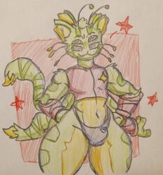 2026 4_arms 4_eyes alien anthro black_sclera felid feline fur gnarpy green_body male mammal multi_arm multi_eye multi_limb multicolored_body multicolored_fur regretevator roblox solo thick_thighs traditional_media_(artwork) welyr whiskers wide_hips
