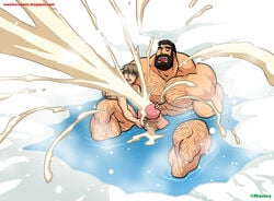 bara bathing bathtub cum excessive_cum fondling glans glans_rub glans_stimulation hairy_male huge_cock male male_only mauleo muscles naked nude size_difference yaoi