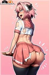 3d ai_generated astolfo_(fate) astolfo_(saber)_(fate) balls big_ass big_butt bowtie crossdressing curvy curvy_figure fate/apocrypha fate/grand_order fate_(series) femboy flat_chest flat_chested gay gay_male legwear light-skinned_male light_skin little_penis looking_at_viewer maid_outfit male male_only nipples penis pink_eyes pink_hair pleasure_face ripped_clothing shower showering skirt skirt_lift smile smiling smiling_at_viewer sweat sweating sweaty_butt thick_thighs tongue xwaifuai