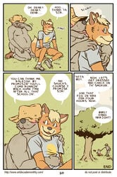 after_sex age_difference anthro artdecade blush canine comic english_text farm field fox fur furry furry_only gay hat male male/male male_only no_humans romantic rural southern tree wolf wood yaoi