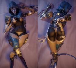 3d apex_legends ash_(apex_legends) ash_(titanfall) ass bikini black_skin dakimakura hood hoodie robot rubber_skin switchlaid tagme titanfall