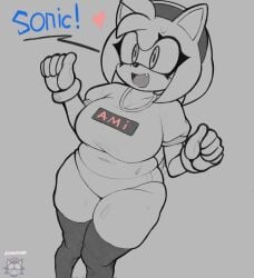 1girls 2d amy_rose black_and_white champchidi diadem english english_text eyelashes fangs female female_anthro female_furry female_only furry gloves heart hearts_around_head hedgehog hedgehog_humanoid huge_breasts open_mouth sega shirt solo sonic_(series) sonic_the_hedgehog_(series) stockings tail thick thick_ass thick_hips thick_legs thick_thighs tight_clothes tight_clothing tight_panties tight_pantsu tight_shirt