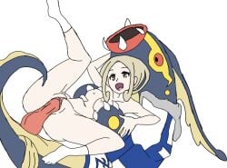 1girls blonde_hair breast_grab breasts eelektross exposed_breasts exposed_pussy female jacket male_pokemon/female_human nude nude_female open_mouth penetration penis pokémon_(species) pokemon pokemon_xy pokephilia red_eyes socks trainer_alyx vaginal_penetration viola_(pokemon)