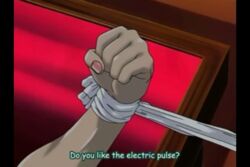 bondage electro kay_yuzuiri living_sex_toy_delivery muscle nail_polish subtitled tied_down