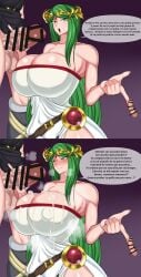 censored cheating cheating_female clothed clothed_female clothed_sex comic cuckold cuckolding cum cumming dark_pit disappointed disappointing disgusted double_handjob green_eyes green_hair handjob hyperomizu kid_icarus kid_icarus_uprising light-skinned_female light_skin netorare ntr one-finger_handjob palutena penis pit pit_(kid_icarus) small_penis_humiliation spanish_text spanish_translation tease teasing text