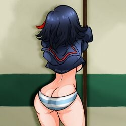 1girls ass ass_cleavage butt_crack ema_arts female female_only human kill_la_kill matoi_ryuuko panties pole ryukoredraw solo tagme