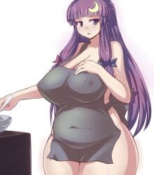 bbw belly_overhang big_belly big_breasts big_female blush chubby chubby_female embarrassed fat fat_ass fat_female fat_fetish fat_girl fat_woman fatty jadf large_female obese obese_female overweight overweight_female patchouli_knowledge plump pork_chop thick_thighs touhou weight_gain white_background