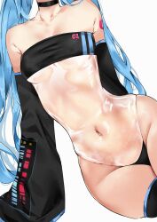 1girls blue_hair breasts female female_only fully_clothed gris_swimsuit hatsune_miku horny light-skinned_female light_skin revealing_clothes see-through see-through_clothing small_breasts solo solo_female swimsuit transparent_clothing twintails vocaloid