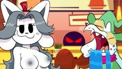 2d big_boobs blue_hair blue_nipples color deltarune edit major_cloog nude nude_female ralsei tagme temmie temmie_(undertale) third-party_edit undertale undertale_(series) white_skin