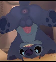 1boy alien anthro asshole before_sex black_eyes blue_fur cute disney experiment_(lilo_and_stitch) gay handstand lilo_and_stitch male male_only pink_butthole pink_penis presenting_hindquarters stitch stitch_(lilo_and_stitch) upside-down xandry