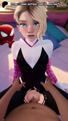 1boy 1girls ai_generated blonde_hair blue_eyes canon_couple dark-skinned_male gwen_stacy gwen_stacy_(spider-verse) light-skinned_female marvel miles_morales missionary_position missionary_sex ohmywaifu patreon_username penis penis_in_pussy spider-gwen spider-man:_across_the_spider-verse spider-man:_into_the_spider-verse spider-man_(series) tagme vaginal_penetration vaginal_sex