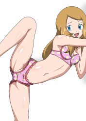 1girls bra cameltoe female_only panties pink_bra pink_panties pokemon pokemon_(anime) pokemon_xy printed_bra printed_panties serena_(pokemon) underwear yxyyxy zaizaiwangwang