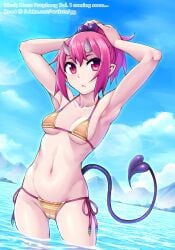 1girls black_moon_prophecy demon demon_girl demon_horns demon_tail ghettoyouth horns jezz_(black_moon_prophecy) small_bikini succubus tsundere