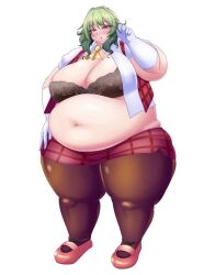 bbw belly_overhang big_belly big_breasts big_female blush chubby chubby_female embarrassed exhausted fat fat_ass fat_female fat_fetish fat_girl fat_woman fatty green_hair huge_belly kukuru_(artist) large_female obese obese_female overweight overweight_female plump pork_chop thick_thighs touhou weight_gain yuka_kazami yuuka_kazami