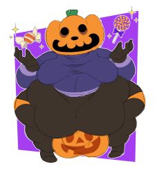 1boy animal_crossing belly breasts bulge bulge_through_clothing candy fat halloween hips jack-o'-lantern jack_(animal_crossing) large_belly large_breasts large_bulge male male_focus male_only moobs nintendo overweight overweight_male pumpkin pumpkin_head pumpkin_thong stomach thick_thighs thighs thong underwear wardrobe_malfunction wide_hips xxedge