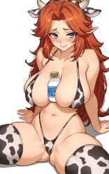 cow_bikini cow_ears cow_horns cow_legwear cow_print cow_print_bikini cow_thong cowkini fake_animal_ears leggings majora's_mask malon ocarina_of_time the_legend_of_zelda thong